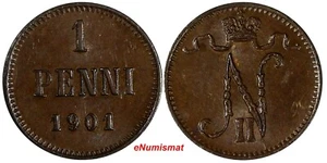 Finland Nicholas II Copper 1901 1 Penni UNC KM# 13 (20 222) - Picture 1 of 3