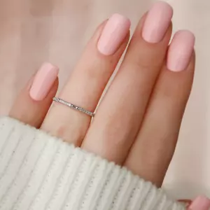 2 MM Womens Engagement Band Round Cut Diamond 0.20 Ct Lab Created 14k White Gold - Picture 1 of 10