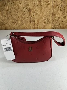 Tommy Hilfiger Classic Hobo bag Vegan Leather, TH Fashion Bag Red NEW $108 - Picture 1 of 6