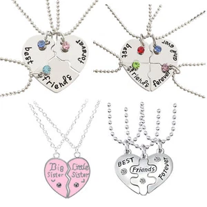 Best Friends Necklace Matching Friendship Splicing Heart Pendant Puzzle Matching - Picture 1 of 15