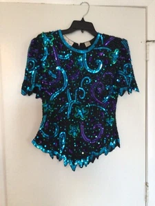 VTG Beaded and Sequin Funky Top S/M read Measurements - Picture 1 of 6