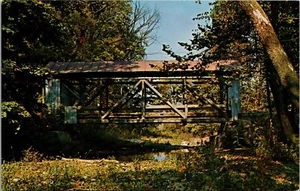 Postcard Licking County St. Albans Township Ohio Covered Bridge Vintage UNP - Picture 1 of 2