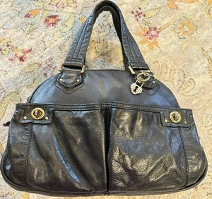 MARC by MARC JACOBS Heidi Black Leather Bag Turn lock Satchel Double Pockets - Picture 1 of 22