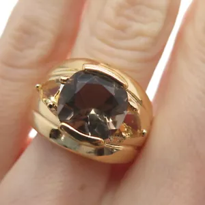 CHATEAU D'ARGENT Sterling Gold Plated Real Smoky Quartz & Citrine Ring Size 6.5 - Picture 1 of 10