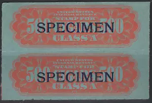 US Revenue Taxpaid Specimen Pair -- Springer # TC360DS -- 500 Class A Zigarren - Bild 1 von 1