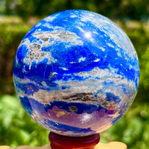 396G Natural Lapis lazuli jasper Quartz Sphere Crystal Ball Reiki Healing - Picture 1 of 16