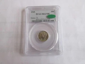 1935 , Mercury Dime , PCGS , MS67FB , CAC  - Bild 1 von 4