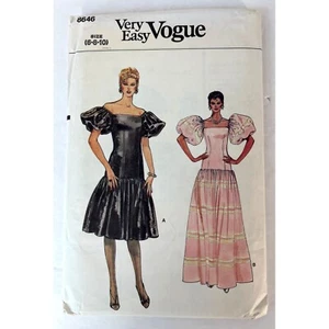8646 Vestido Formal Princesa Mangas Abullonadas De Colección Años 80 Patrón de Costura Vogue Talla 6-10 - Imagen 1 de 3