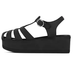 Jeffrey CAMPBELL Candied Platform Sandals Womens Sz 8 Black Matte NWOB - Picture 1 of 3