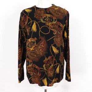 Blusa Vintage M&S Negra Paisley Talla 12 Elegante Estampado Barroco Top Años 90’s - Imagen 1 de 7