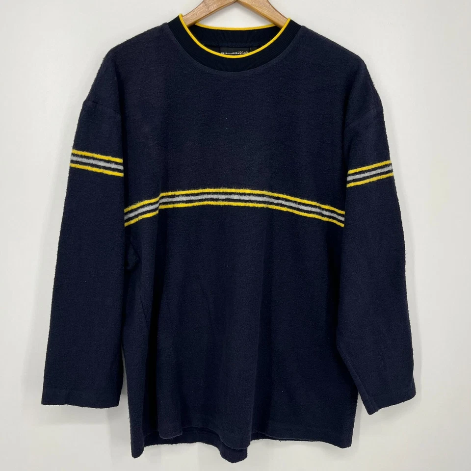 Billabong Sweater Adult Size L Navy Blue Fleece Striped Crew Neck Vintage Y2K - Image 1 of 4