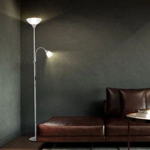 Lampada a Luce Indiretta da Lettura Piantana Altezza Regolabile Metallo E27 H - Foto 1 di 12