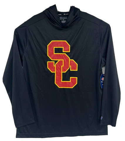 USC Trojans Sweater Long Sleeve Hooded Shirt Mens Sz XL Champion Black Cover