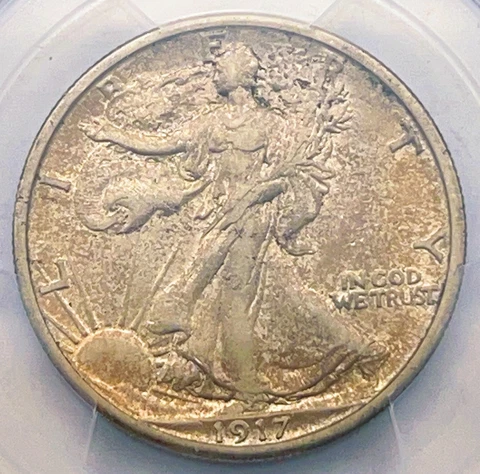 1917-S 50C PCGS AU50 Walking Liberty Silver Half Dollar Reverse Mint Mark 552222 Cover
