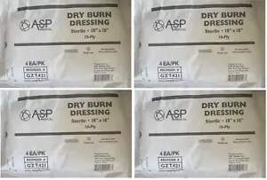 ASP Medical 4er-Pack 10-lagig GZT421 Trockenbrandverband 18 Zoll x 18 Zoll Wundgaze STERIL Posten - Bild 1 von 5