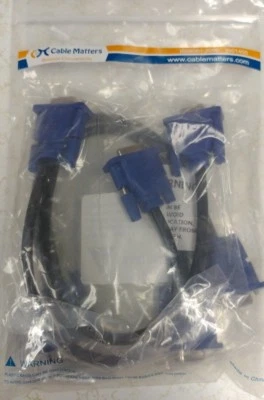 Cable Matters 2 Pack VGA Monitor Y-Splitter Cable for Screen Duplication 1 Foot - Image 1 of 3