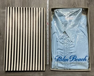 Vintage Men’s Blue Frilly Dress Shirt 3XL Palm Beach Formal Fashion (MM) - Picture 1 of 5