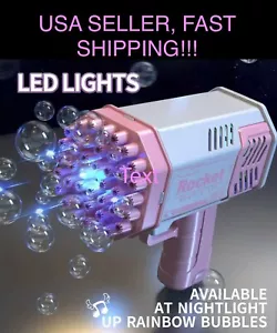 40Holes Bubble Gun Automatic Bubbles LED FLASHLIGHT Safe For Kids - Picture 1 of 4