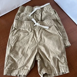 2 Pair Boys Uniform Childrens Place Size 4 Shorts Khaki Pockets Elastic Waist - Picture 1 of 6
