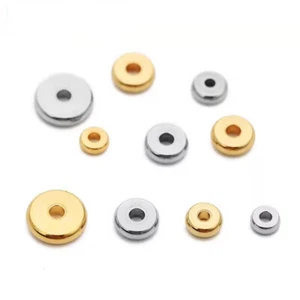 100pcs Stainless Steel Flat Spacer Beads Lots 6mm 8mm DIY Gold Beads Crafts - Bild 1 von 8