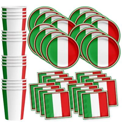 Italia Bandera Italiana Fiesta Cumpleaños Suministros Set Platos Servilletas Tazas Vajilla... Foto 1 de 4