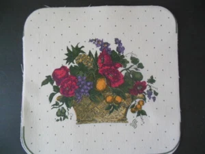 FLOWERS in WOVEN BASKET design potholder pieces, 8"x 8", NEW - Picture 1 of 1
