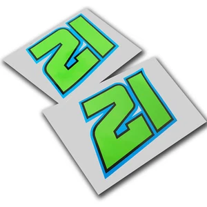 Morbideli #21 Nummer Sticker Motorrad Aufkleber Grafik X 2 1145mm Breit - Picture 1 of 3