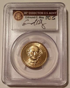 PCGS 2008 Van Buren Presidential Dollar Error Missing Edge Lettering MS66 Moy - Picture 1 of 2