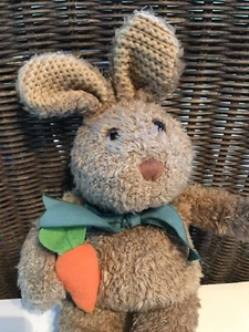 Rabbit Plush With Carrot Cottage Decor Brown Size Medium Plush Easter Cottage - Picture 1 of 4