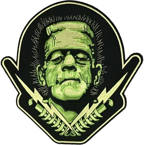 Frankenstein Bolts Rückenaufnäher Rock Rebel Handtaschen Geldbörsen Jeans Hose Tattoo Goth - Bild 1 von 3