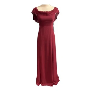 Lulus Burgundy Chiffon Off-the-Shoulder Prom Bridesmaid Formal Maxi Dress Small - Picture 1 of 10