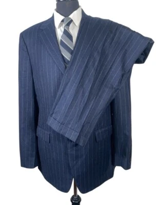 TRAJE DE FRANELA DE LANA SAMUELSOHN PERSONALIZADO AZUL MARINO SUPER 120’S TALLA 44L 36X30 Foto 1 de 4