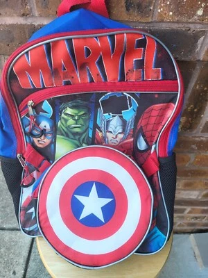 AVENGERS Backpack and Lunch Box Set NEW Canvas Book Bag Detachable Lunchbox  - Image 1 of 3