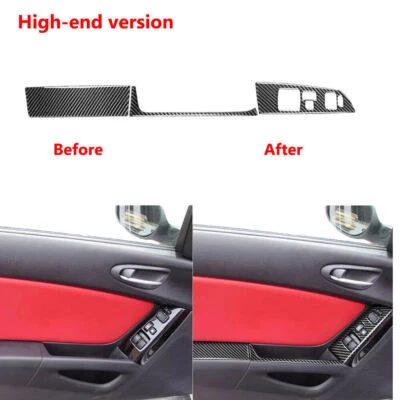 3x Tapa de interruptor de elevación de ventana de puerta de fibra de carbono para Mazda RX-8 RX8 2004-2008  Foto 1 de 4