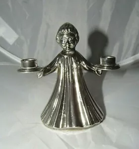 VINTAGE SILVERPLATE GIRL OR BOY CHOIR CANDLE HOLDER MADE IN ITALY - Picture 1 of 7