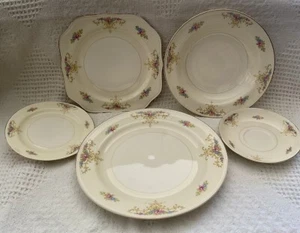 Antique Homer Laughlin Eggshell Nautilus 5 Set-3 Sizes Plates, 1 Saucer, 1 Bowl - Picture 1 of 20