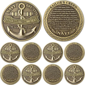 12 Pcs US Navy Challenge Coins 1.77 Inch Navy Core Values Souvenirs Gifts - Picture 1 of 6