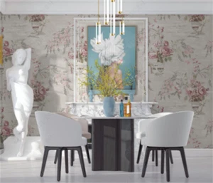 3D Floral Woman Photo Frame Self-adhesive Removeable Wallpaper Wall Mural - Picture 1 of 7