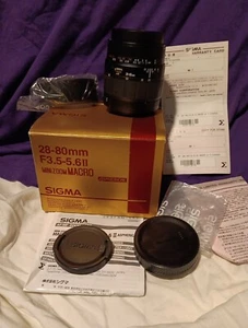 Sigma 28-80mm f/3.5-5.6 Minizoom aspherical Macro Lens Canon AF 55 Filter VG - Picture 1 of 12