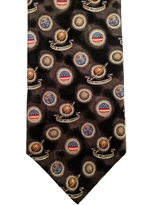 Corbata Millennium Planets Corbata Espacio Solar Novedad Tango Max Raab 100% Seda 57 pulgadas Foto 1 de 3