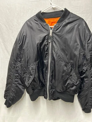 Vintage Tru Spec MA-1 Jacket Mens XL Black Intermediate Flyers Bomber - Image 1 of 4