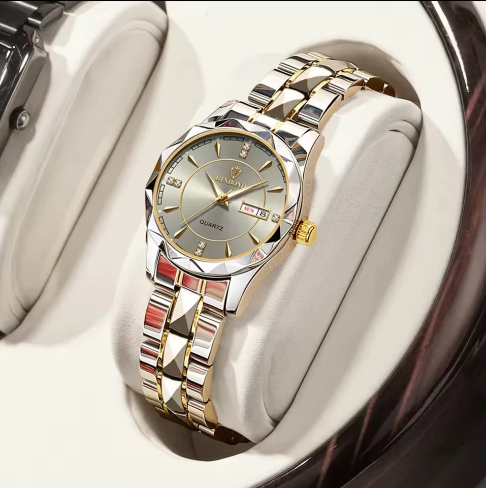 Женские роскошные кварцевые часы из нержавеющей стали серебристого цвета часы - Изображение 1 из 1