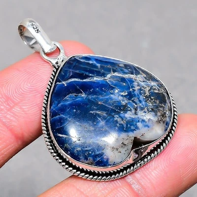 Sodalith Herzform Edelstein Handarbeit Mode Geschenk Schmuck Anhänger 1,9"... - Bild 1 von 4