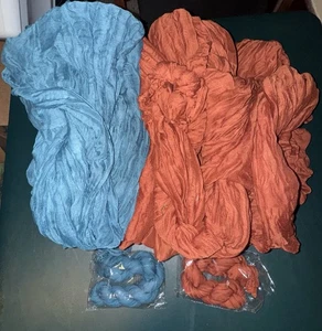 11 Terracotta & 11 Dark Teal Cheesecloth Table Runners Used 1 Time For A Wedding - Picture 1 of 12