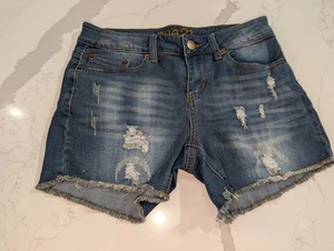 Rue 21 Dark wash Distress Jean Shorts 5/6 - Picture 1 of 7