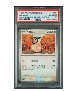 2025 PRE EN-PRISMATIC EVOLUTIONS #081 MILTANK MASTER BALL REVERSE HOLO PSA 10 - Picture 1 of 2
