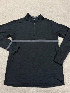 Ibex Pullover Mens Large Gray Black 1/4 Zip Sweater Wool Outdoor Hiking Flaws - Picture 1 of 16