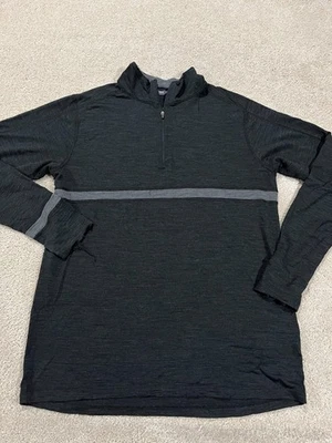 Ibex Pullover Mens Large Gray Black 1/4 Zip Sweater Wool Outdoor Hiking Flaws - Image 1 of 4