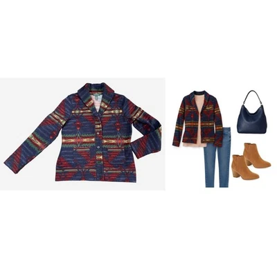 Chaqueta Cárdigan LRL Ralph Lauren Estampado Suroeste Botón Frontal Chal Cuello L Foto 1 de 4