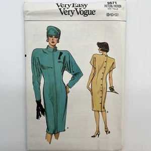 Vogue 9671 Drop Shoulder Semi Fitted Dress Vintage 1986 Sizes 8 10 12 Uncut - Picture 1 of 3